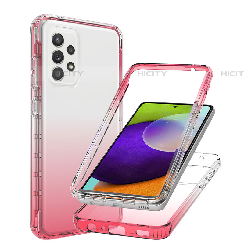 Silikon Hülle Handyhülle Ultra Dünn Flexible Schutzhülle Tasche Transparent Vorder und Rückseite 360 Grad Ganzkörper Farbverlauf JX1 für Samsung Galaxy A52 4G