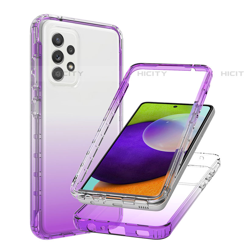 Silikon Hülle Handyhülle Ultra Dünn Flexible Schutzhülle Tasche Transparent Vorder und Rückseite 360 Grad Ganzkörper Farbverlauf JX1 für Samsung Galaxy A52 4G