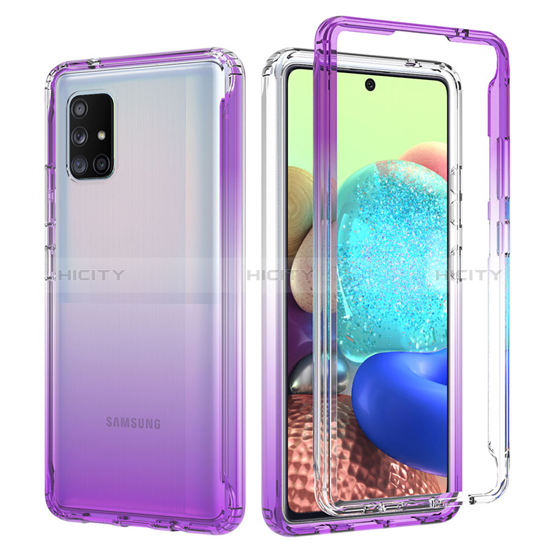 Silikon Hülle Handyhülle Ultra Dünn Flexible Schutzhülle Tasche Transparent Vorder und Rückseite 360 Grad Ganzkörper Farbverlauf JX1 für Samsung Galaxy A71 4G A715