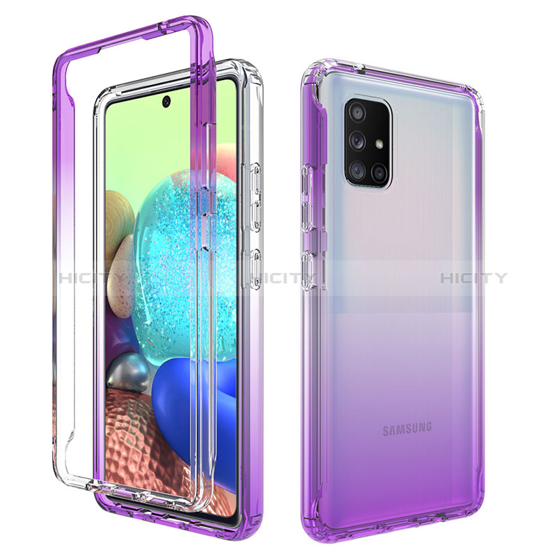 Silikon Hülle Handyhülle Ultra Dünn Flexible Schutzhülle Tasche Transparent Vorder und Rückseite 360 Grad Ganzkörper Farbverlauf JX1 für Samsung Galaxy A71 4G A715