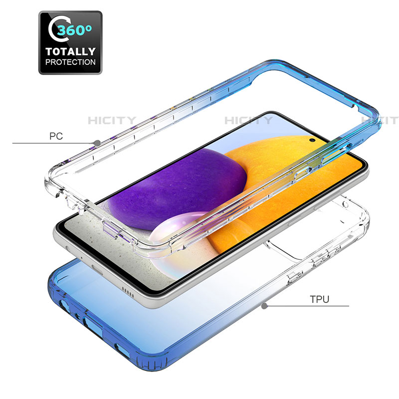 Silikon Hülle Handyhülle Ultra Dünn Flexible Schutzhülle Tasche Transparent Vorder und Rückseite 360 Grad Ganzkörper Farbverlauf JX1 für Samsung Galaxy A72 4G groß