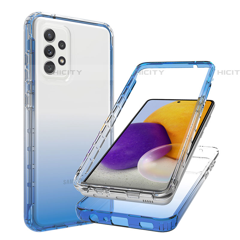 Silikon Hülle Handyhülle Ultra Dünn Flexible Schutzhülle Tasche Transparent Vorder und Rückseite 360 Grad Ganzkörper Farbverlauf JX1 für Samsung Galaxy A72 4G groß