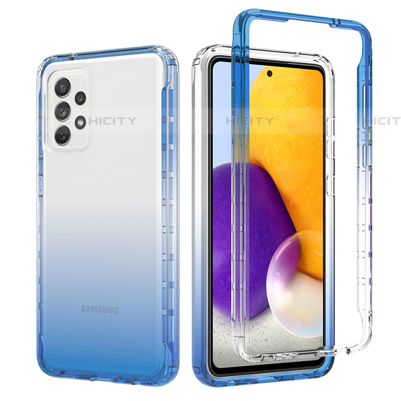 Silikon Hülle Handyhülle Ultra Dünn Flexible Schutzhülle Tasche Transparent Vorder und Rückseite 360 Grad Ganzkörper Farbverlauf JX1 für Samsung Galaxy A72 4G groß