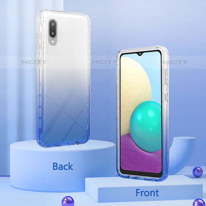 Silikon Hülle Handyhülle Ultra Dünn Flexible Schutzhülle Tasche Transparent Vorder und Rückseite 360 Grad Ganzkörper Farbverlauf JX1 für Samsung Galaxy M02