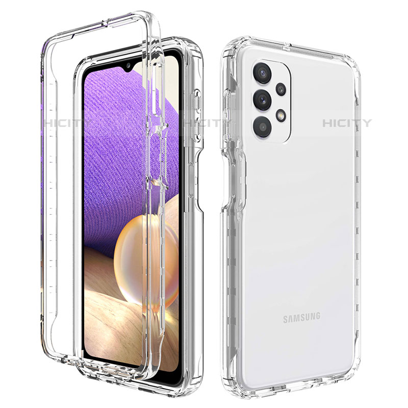 Silikon Hülle Handyhülle Ultra Dünn Flexible Schutzhülle Tasche Transparent Vorder und Rückseite 360 Grad Ganzkörper Farbverlauf JX1 für Samsung Galaxy M32 5G Klar