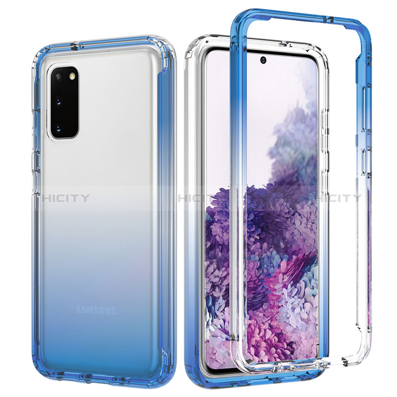 Silikon Hülle Handyhülle Ultra Dünn Flexible Schutzhülle Tasche Transparent Vorder und Rückseite 360 Grad Ganzkörper Farbverlauf JX1 für Samsung Galaxy S20 5G groß