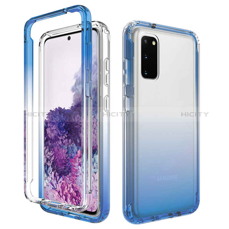 Silikon Hülle Handyhülle Ultra Dünn Flexible Schutzhülle Tasche Transparent Vorder und Rückseite 360 Grad Ganzkörper Farbverlauf JX1 für Samsung Galaxy S20 5G groß