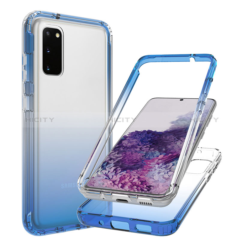 Silikon Hülle Handyhülle Ultra Dünn Flexible Schutzhülle Tasche Transparent Vorder und Rückseite 360 Grad Ganzkörper Farbverlauf JX1 für Samsung Galaxy S20 groß