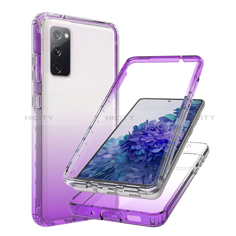 Silikon Hülle Handyhülle Ultra Dünn Flexible Schutzhülle Tasche Transparent Vorder und Rückseite 360 Grad Ganzkörper Farbverlauf JX1 für Samsung Galaxy S20 FE (2022) 5G Violett