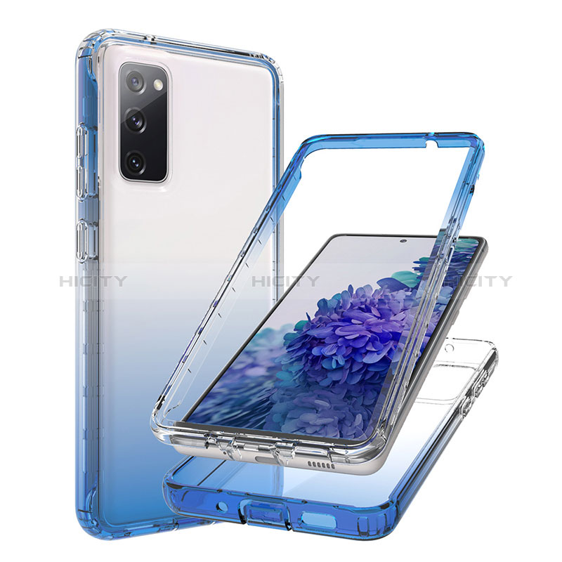 Silikon Hülle Handyhülle Ultra Dünn Flexible Schutzhülle Tasche Transparent Vorder und Rückseite 360 Grad Ganzkörper Farbverlauf JX1 für Samsung Galaxy S20 FE 5G Blau Plus