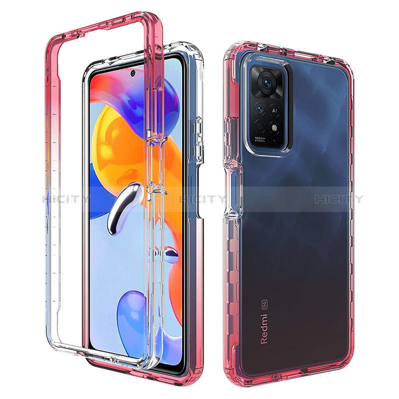 Silikon Hülle Handyhülle Ultra Dünn Flexible Schutzhülle Tasche Transparent Vorder und Rückseite 360 Grad Ganzkörper Farbverlauf JX1 für Xiaomi Redmi Note 11 Pro 5G