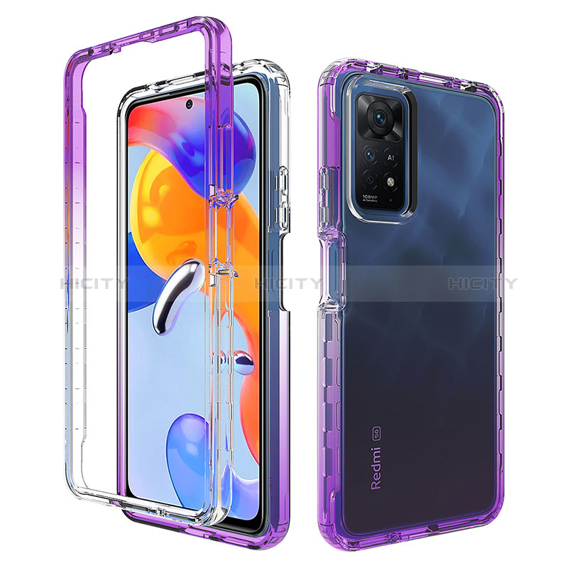 Silikon Hülle Handyhülle Ultra Dünn Flexible Schutzhülle Tasche Transparent Vorder und Rückseite 360 Grad Ganzkörper Farbverlauf JX1 für Xiaomi Redmi Note 11 Pro 5G groß