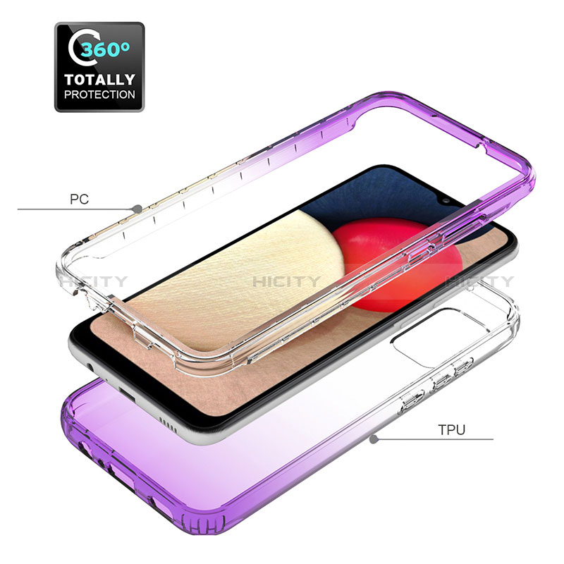 Silikon Hülle Handyhülle Ultra Dünn Flexible Schutzhülle Tasche Transparent Vorder und Rückseite 360 Grad Ganzkörper Farbverlauf JX4 für Samsung Galaxy A02s groß