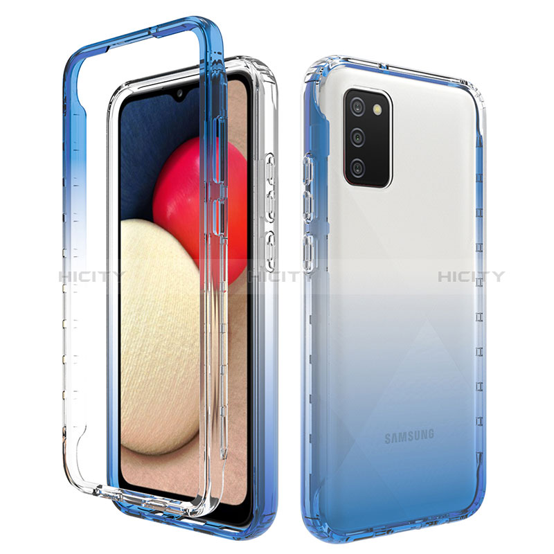 Silikon Hülle Handyhülle Ultra Dünn Flexible Schutzhülle Tasche Transparent Vorder und Rückseite 360 Grad Ganzkörper Farbverlauf JX4 für Samsung Galaxy A02s