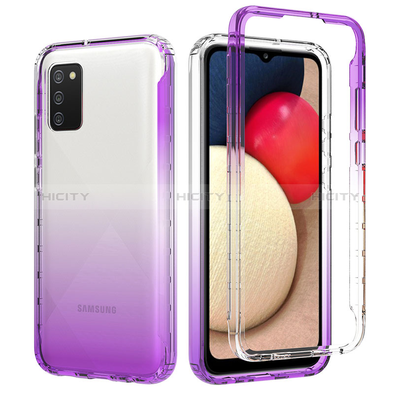 Silikon Hülle Handyhülle Ultra Dünn Flexible Schutzhülle Tasche Transparent Vorder und Rückseite 360 Grad Ganzkörper Farbverlauf JX4 für Samsung Galaxy A02s groß