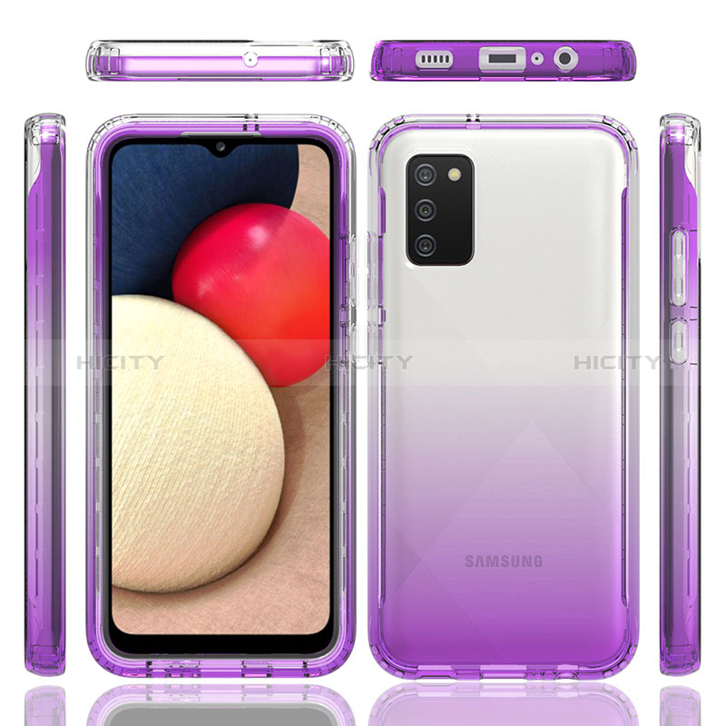 Silikon Hülle Handyhülle Ultra Dünn Flexible Schutzhülle Tasche Transparent Vorder und Rückseite 360 Grad Ganzkörper Farbverlauf JX4 für Samsung Galaxy A02s groß