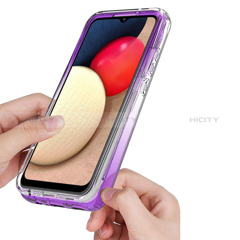 Silikon Hülle Handyhülle Ultra Dünn Flexible Schutzhülle Tasche Transparent Vorder und Rückseite 360 Grad Ganzkörper Farbverlauf JX4 für Samsung Galaxy A02s