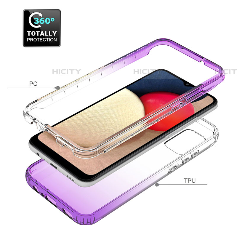 Silikon Hülle Handyhülle Ultra Dünn Flexible Schutzhülle Tasche Transparent Vorder und Rückseite 360 Grad Ganzkörper Farbverlauf JX4 für Samsung Galaxy A03s