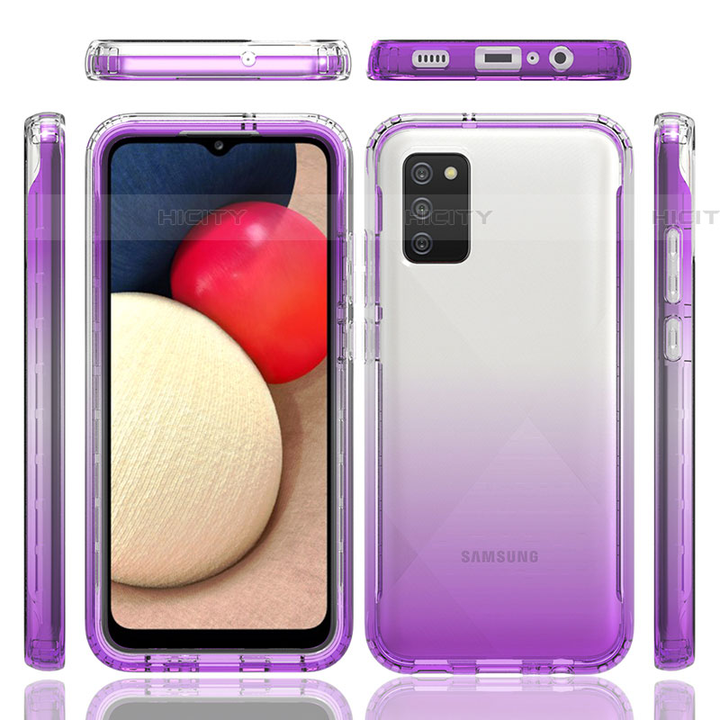 Silikon Hülle Handyhülle Ultra Dünn Flexible Schutzhülle Tasche Transparent Vorder und Rückseite 360 Grad Ganzkörper Farbverlauf JX4 für Samsung Galaxy A03s