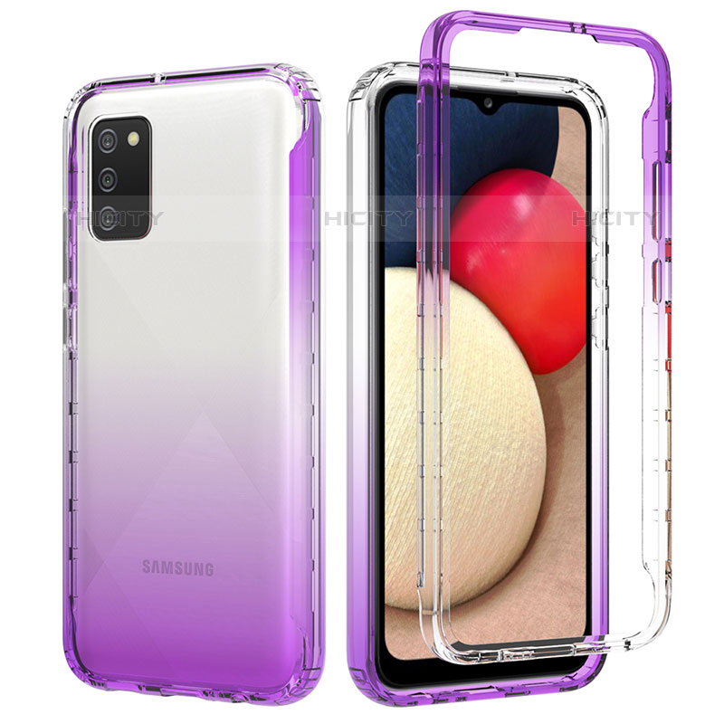 Silikon Hülle Handyhülle Ultra Dünn Flexible Schutzhülle Tasche Transparent Vorder und Rückseite 360 Grad Ganzkörper Farbverlauf JX4 für Samsung Galaxy M02s