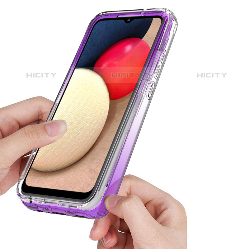 Silikon Hülle Handyhülle Ultra Dünn Flexible Schutzhülle Tasche Transparent Vorder und Rückseite 360 Grad Ganzkörper Farbverlauf JX4 für Samsung Galaxy M02s