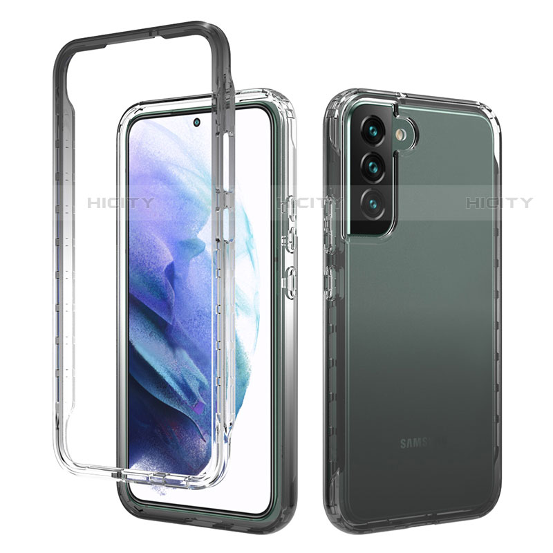 Silikon Hülle Handyhülle Ultra Dünn Flexible Schutzhülle Tasche Transparent Vorder und Rückseite 360 Grad Ganzkörper Farbverlauf M01 für Samsung Galaxy S21 5G Schwarz