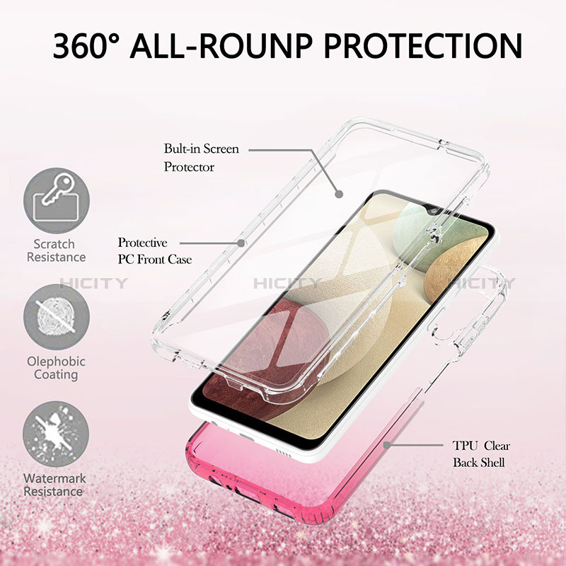 Silikon Hülle Handyhülle Ultra Dünn Flexible Schutzhülle Tasche Transparent Vorder und Rückseite 360 Grad Ganzkörper Farbverlauf YB1 für Samsung Galaxy A12 5G groß