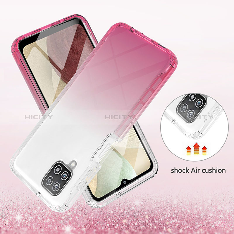 Silikon Hülle Handyhülle Ultra Dünn Flexible Schutzhülle Tasche Transparent Vorder und Rückseite 360 Grad Ganzkörper Farbverlauf YB1 für Samsung Galaxy A12 Nacho