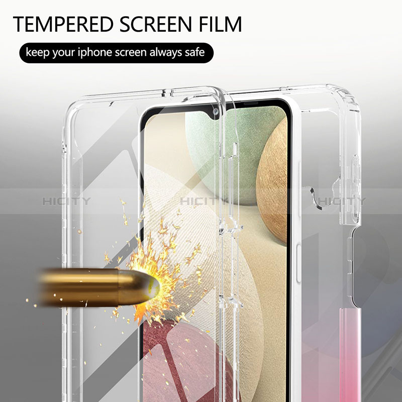 Silikon Hülle Handyhülle Ultra Dünn Flexible Schutzhülle Tasche Transparent Vorder und Rückseite 360 Grad Ganzkörper Farbverlauf YB1 für Samsung Galaxy A12 Nacho