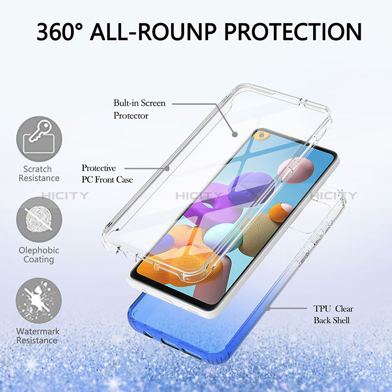 Silikon Hülle Handyhülle Ultra Dünn Flexible Schutzhülle Tasche Transparent Vorder und Rückseite 360 Grad Ganzkörper Farbverlauf YB1 für Samsung Galaxy A21s