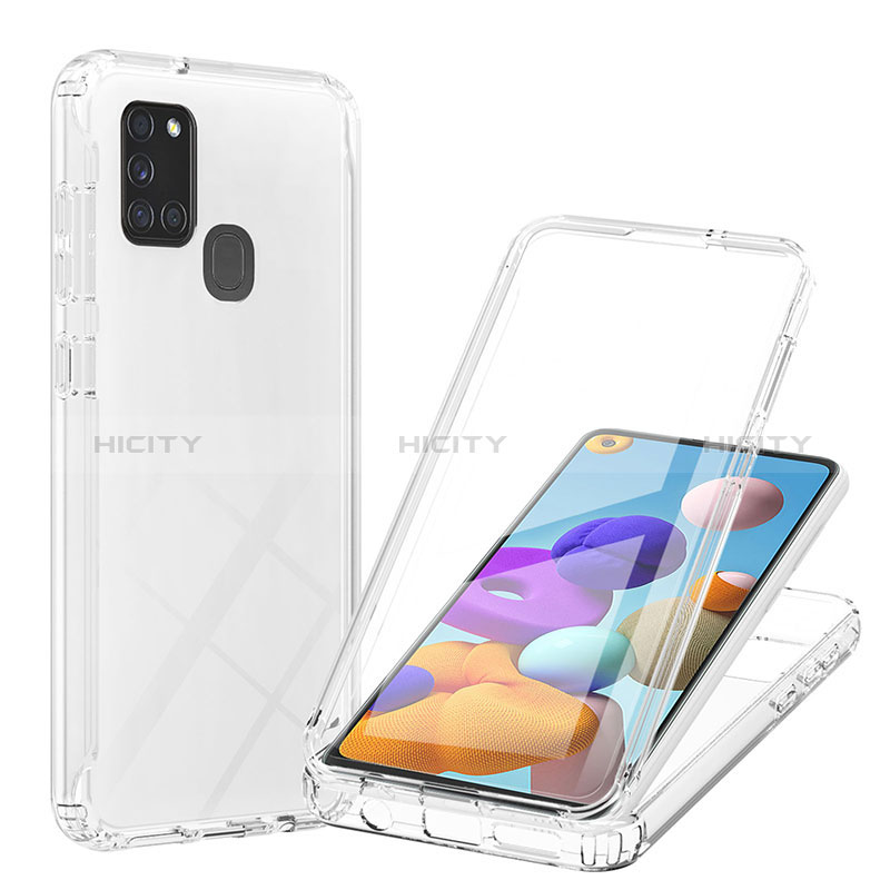 Silikon Hülle Handyhülle Ultra Dünn Flexible Schutzhülle Tasche Transparent Vorder und Rückseite 360 Grad Ganzkörper Farbverlauf YB1 für Samsung Galaxy A21s