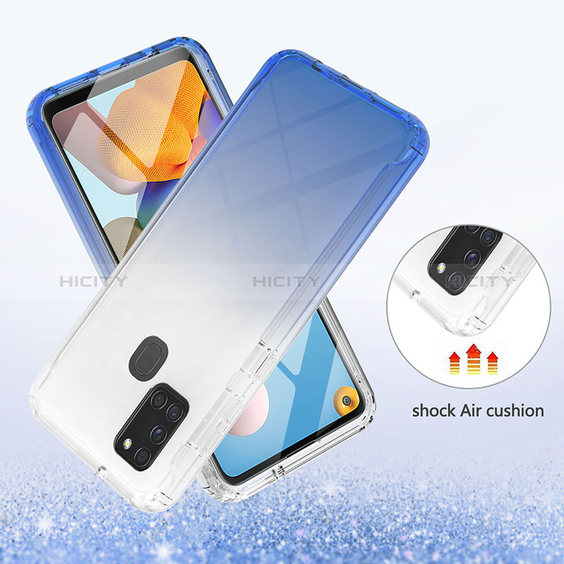 Silikon Hülle Handyhülle Ultra Dünn Flexible Schutzhülle Tasche Transparent Vorder und Rückseite 360 Grad Ganzkörper Farbverlauf YB1 für Samsung Galaxy A21s groß