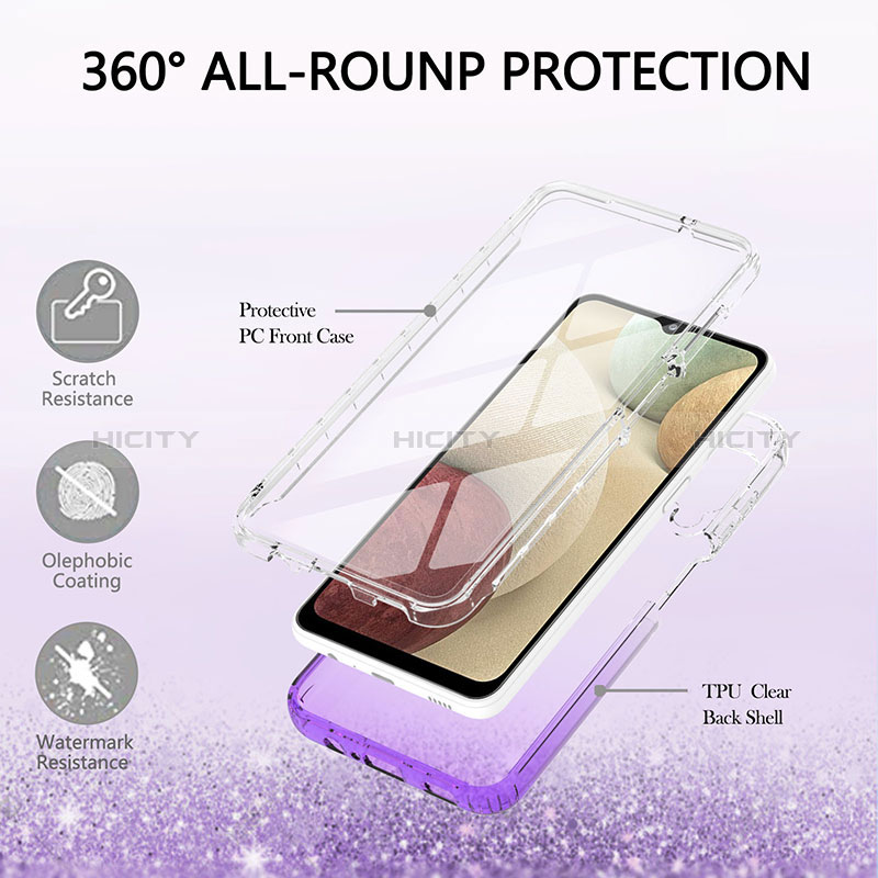 Silikon Hülle Handyhülle Ultra Dünn Flexible Schutzhülle Tasche Transparent Vorder und Rückseite 360 Grad Ganzkörper Farbverlauf YB2 für Samsung Galaxy A12 5G groß