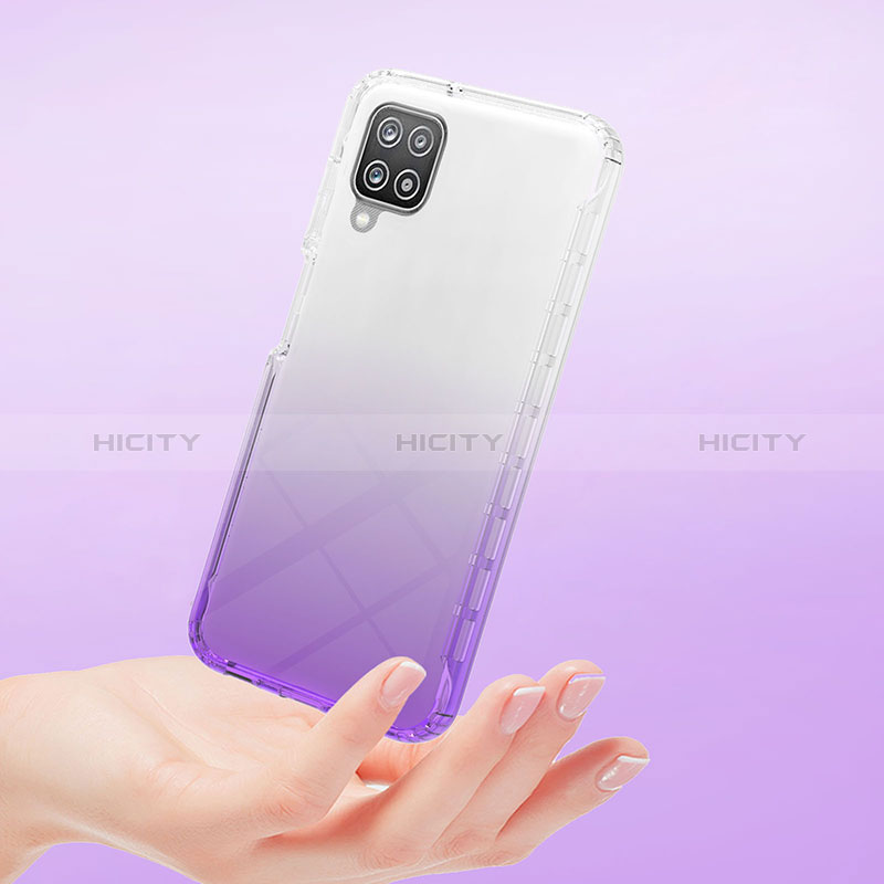 Silikon Hülle Handyhülle Ultra Dünn Flexible Schutzhülle Tasche Transparent Vorder und Rückseite 360 Grad Ganzkörper Farbverlauf YB2 für Samsung Galaxy A12 Nacho