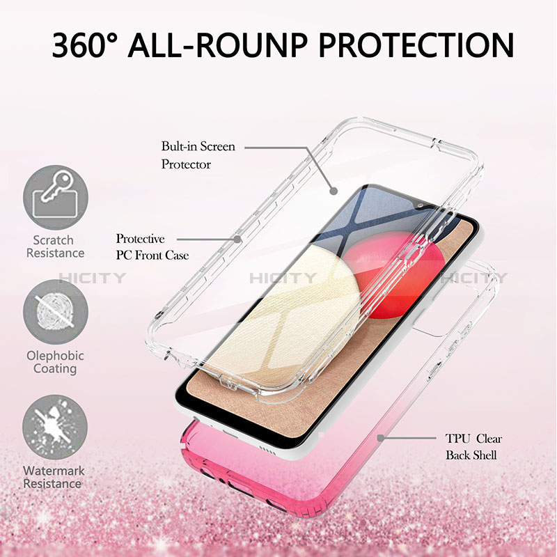 Silikon Hülle Handyhülle Ultra Dünn Flexible Schutzhülle Tasche Transparent Vorder und Rückseite 360 Grad Ganzkörper Farbverlauf ZJ1 für Samsung Galaxy A02s