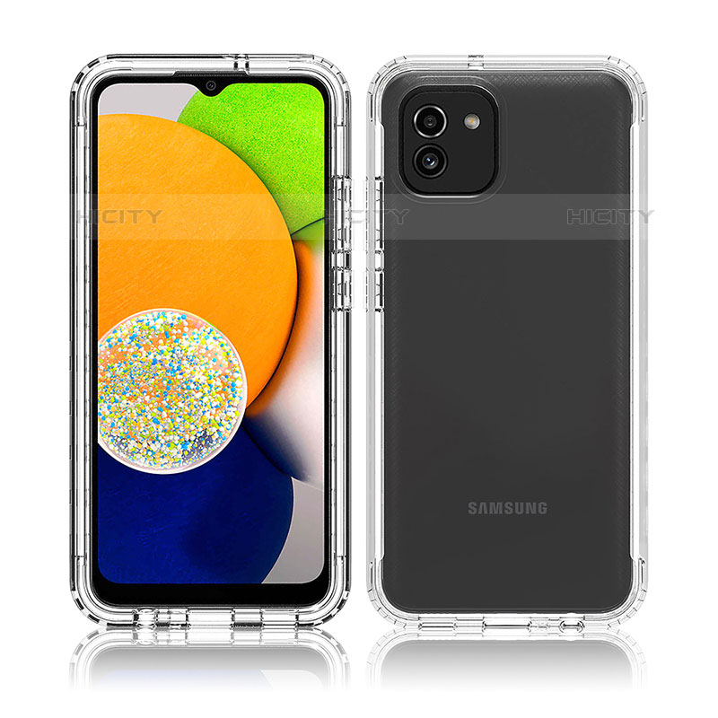 Silikon Hülle Handyhülle Ultra Dünn Flexible Schutzhülle Tasche Transparent Vorder und Rückseite 360 Grad Ganzkörper Farbverlauf ZJ1 für Samsung Galaxy A03 groß