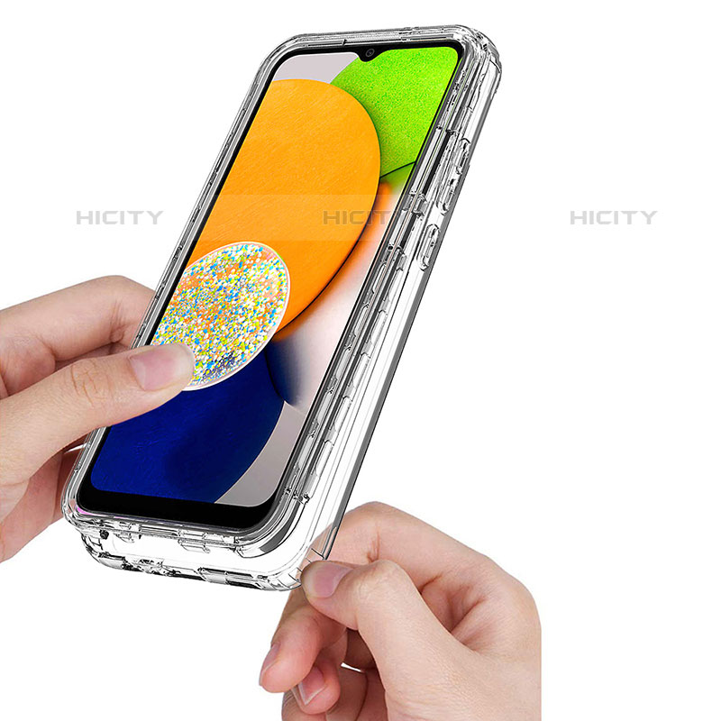 Silikon Hülle Handyhülle Ultra Dünn Flexible Schutzhülle Tasche Transparent Vorder und Rückseite 360 Grad Ganzkörper Farbverlauf ZJ1 für Samsung Galaxy A03 groß