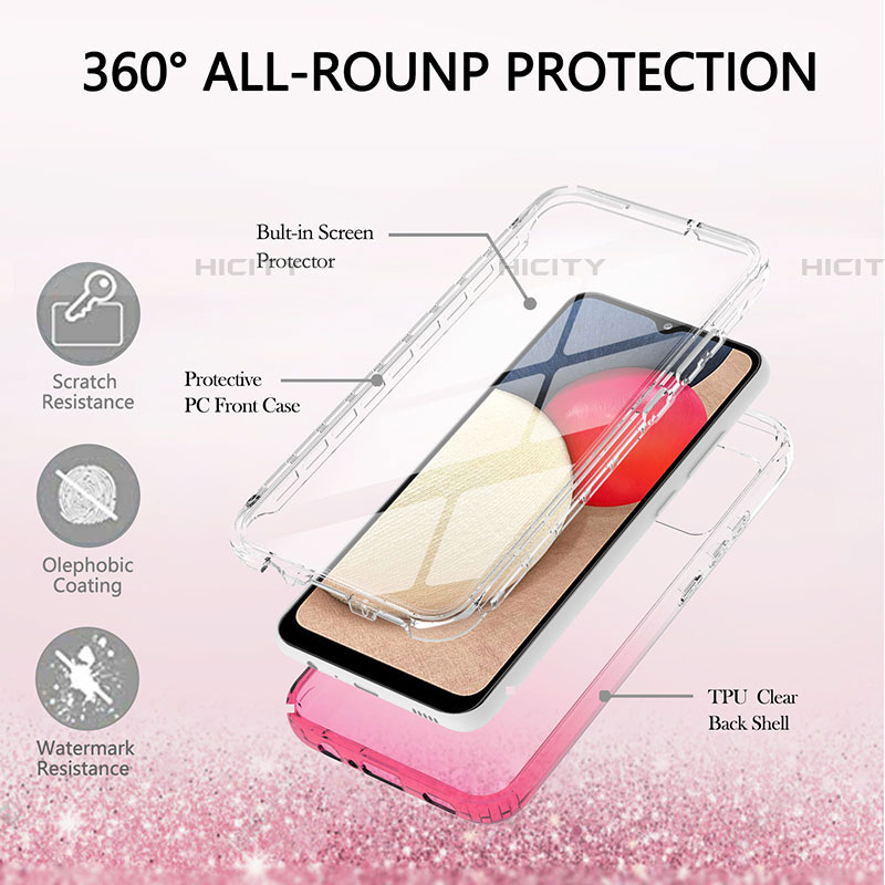 Silikon Hülle Handyhülle Ultra Dünn Flexible Schutzhülle Tasche Transparent Vorder und Rückseite 360 Grad Ganzkörper Farbverlauf ZJ1 für Samsung Galaxy A03s