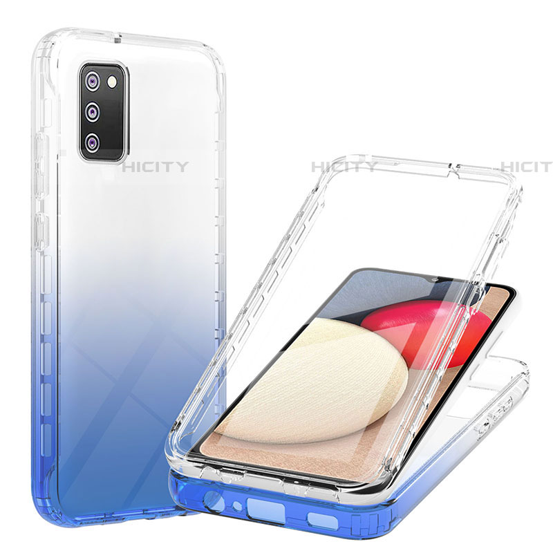 Silikon Hülle Handyhülle Ultra Dünn Flexible Schutzhülle Tasche Transparent Vorder und Rückseite 360 Grad Ganzkörper Farbverlauf ZJ1 für Samsung Galaxy A03s