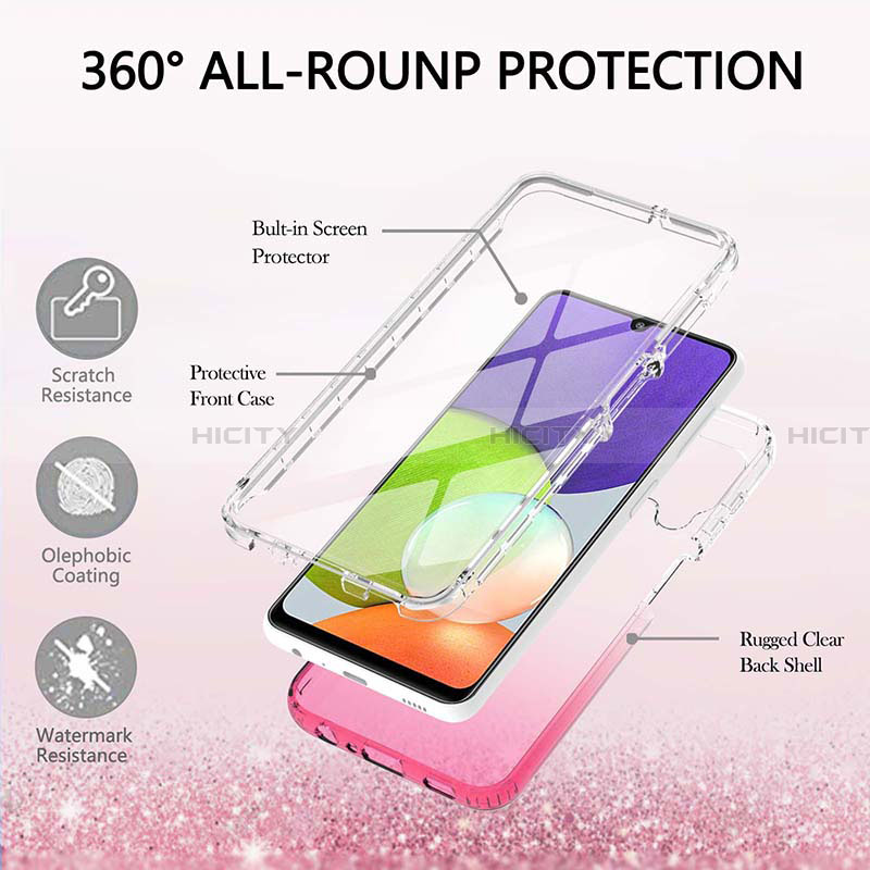 Silikon Hülle Handyhülle Ultra Dünn Flexible Schutzhülle Tasche Transparent Vorder und Rückseite 360 Grad Ganzkörper Farbverlauf ZJ1 für Samsung Galaxy A22 4G groß