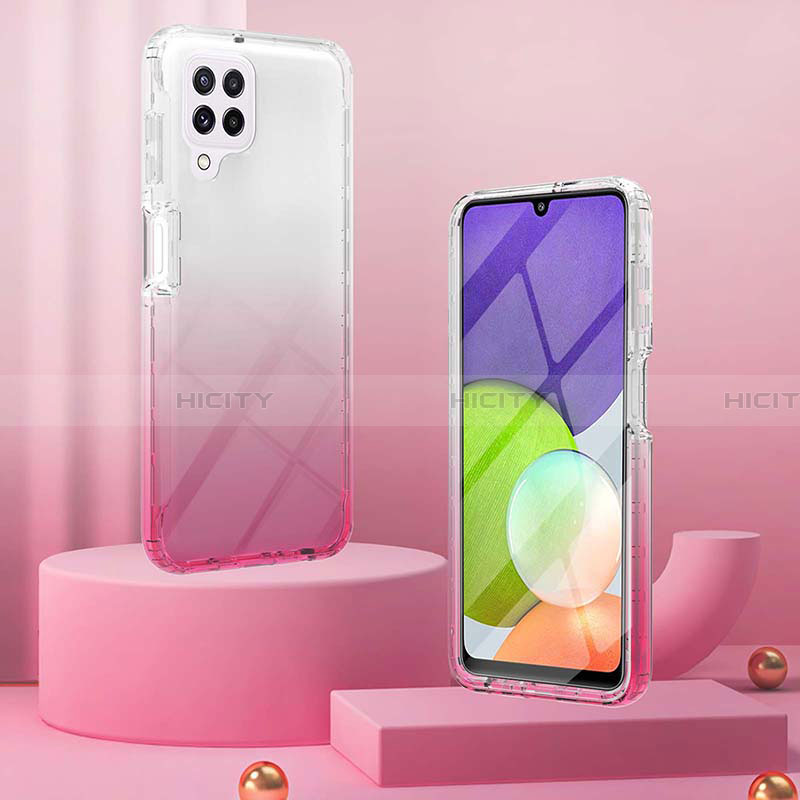 Silikon Hülle Handyhülle Ultra Dünn Flexible Schutzhülle Tasche Transparent Vorder und Rückseite 360 Grad Ganzkörper Farbverlauf ZJ1 für Samsung Galaxy A22 4G groß