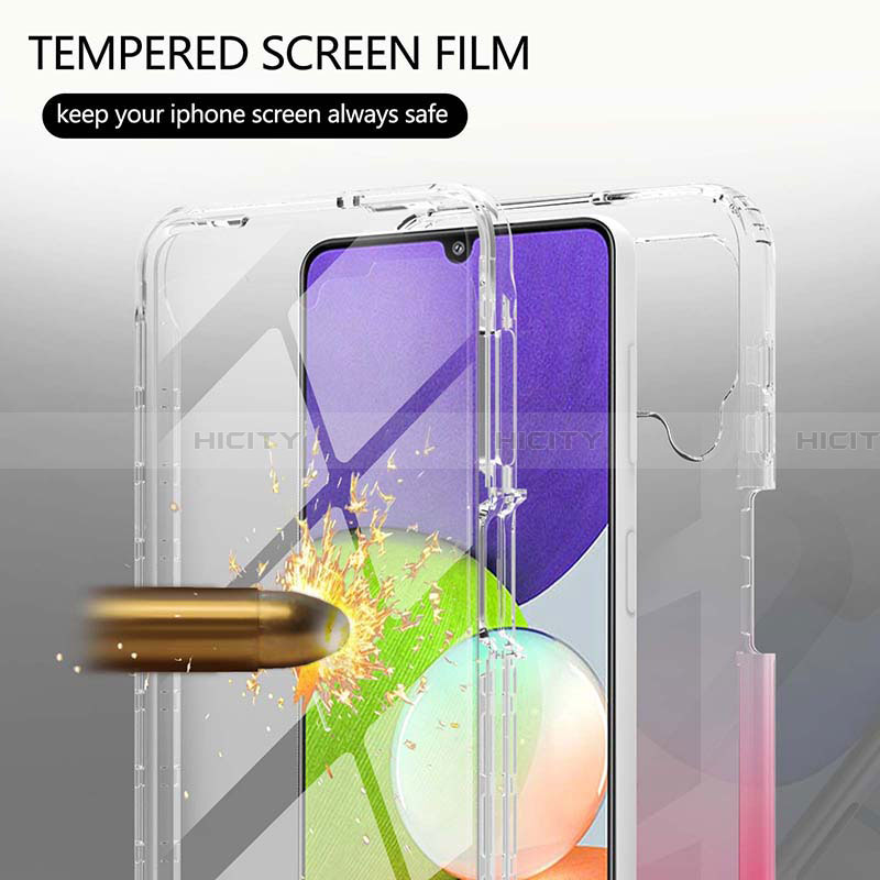 Silikon Hülle Handyhülle Ultra Dünn Flexible Schutzhülle Tasche Transparent Vorder und Rückseite 360 Grad Ganzkörper Farbverlauf ZJ1 für Samsung Galaxy A22 4G groß