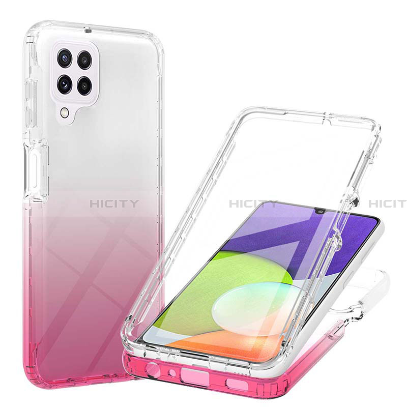 Silikon Hülle Handyhülle Ultra Dünn Flexible Schutzhülle Tasche Transparent Vorder und Rückseite 360 Grad Ganzkörper Farbverlauf ZJ1 für Samsung Galaxy A22 4G Rosa Plus