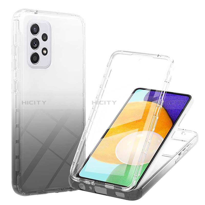 Silikon Hülle Handyhülle Ultra Dünn Flexible Schutzhülle Tasche Transparent Vorder und Rückseite 360 Grad Ganzkörper Farbverlauf ZJ1 für Samsung Galaxy A52s 5G Schwarz