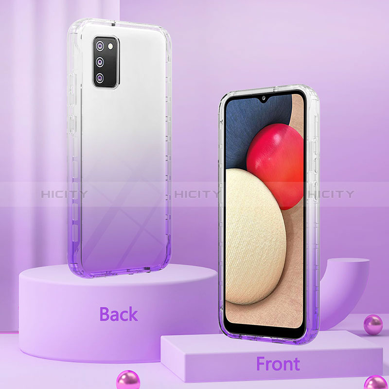 Silikon Hülle Handyhülle Ultra Dünn Flexible Schutzhülle Tasche Transparent Vorder und Rückseite 360 Grad Ganzkörper Farbverlauf ZJ2 für Samsung Galaxy A02s