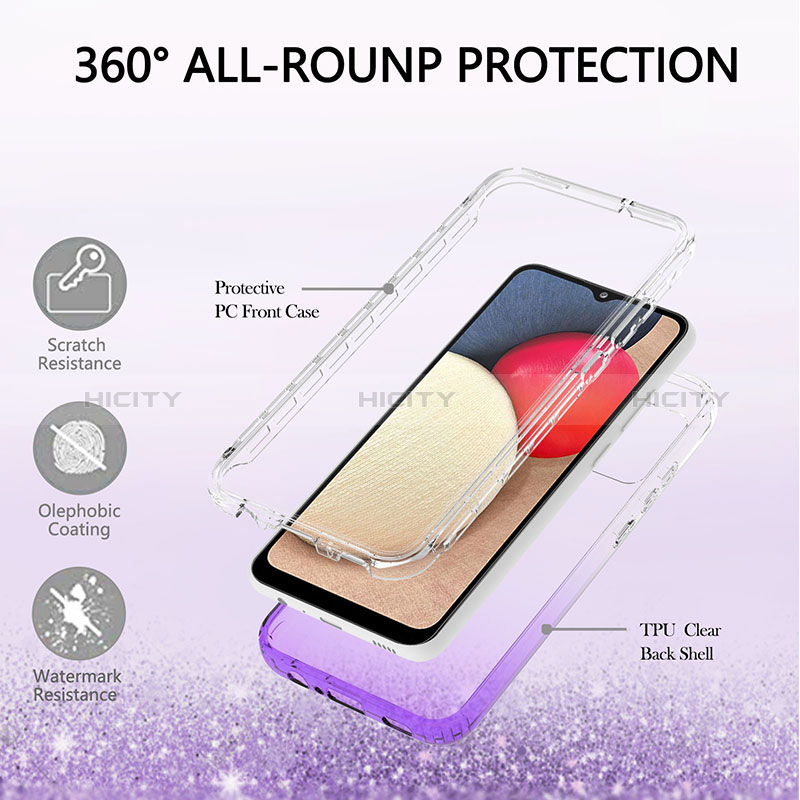 Silikon Hülle Handyhülle Ultra Dünn Flexible Schutzhülle Tasche Transparent Vorder und Rückseite 360 Grad Ganzkörper Farbverlauf ZJ2 für Samsung Galaxy A02s