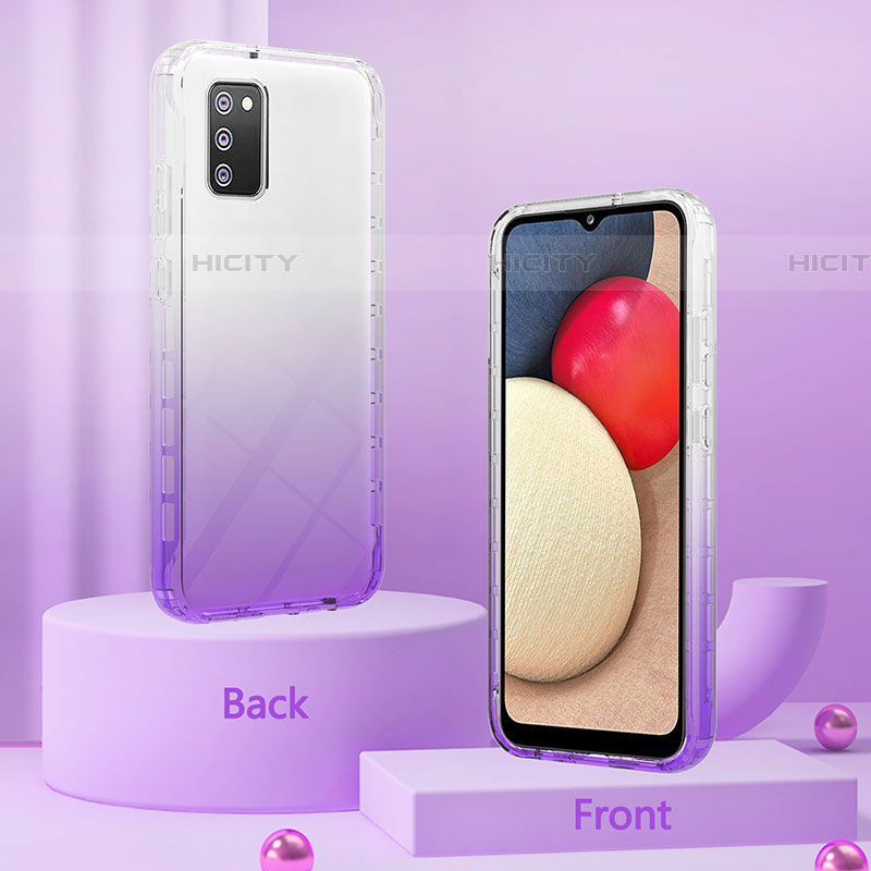 Silikon Hülle Handyhülle Ultra Dünn Flexible Schutzhülle Tasche Transparent Vorder und Rückseite 360 Grad Ganzkörper Farbverlauf ZJ2 für Samsung Galaxy A03s