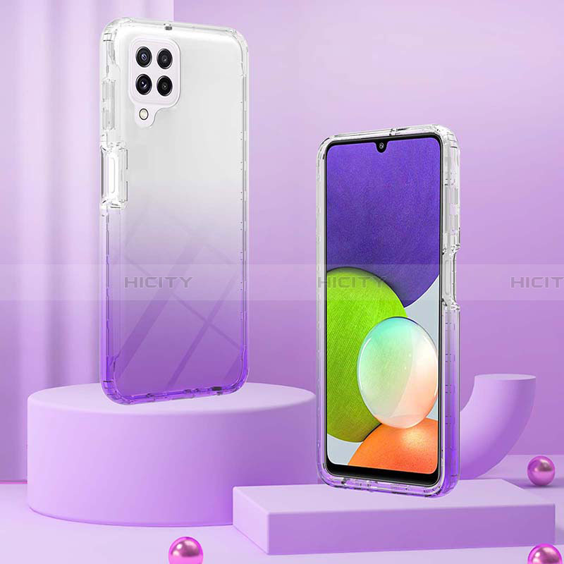 Silikon Hülle Handyhülle Ultra Dünn Flexible Schutzhülle Tasche Transparent Vorder und Rückseite 360 Grad Ganzkörper Farbverlauf ZJ2 für Samsung Galaxy A22 4G groß