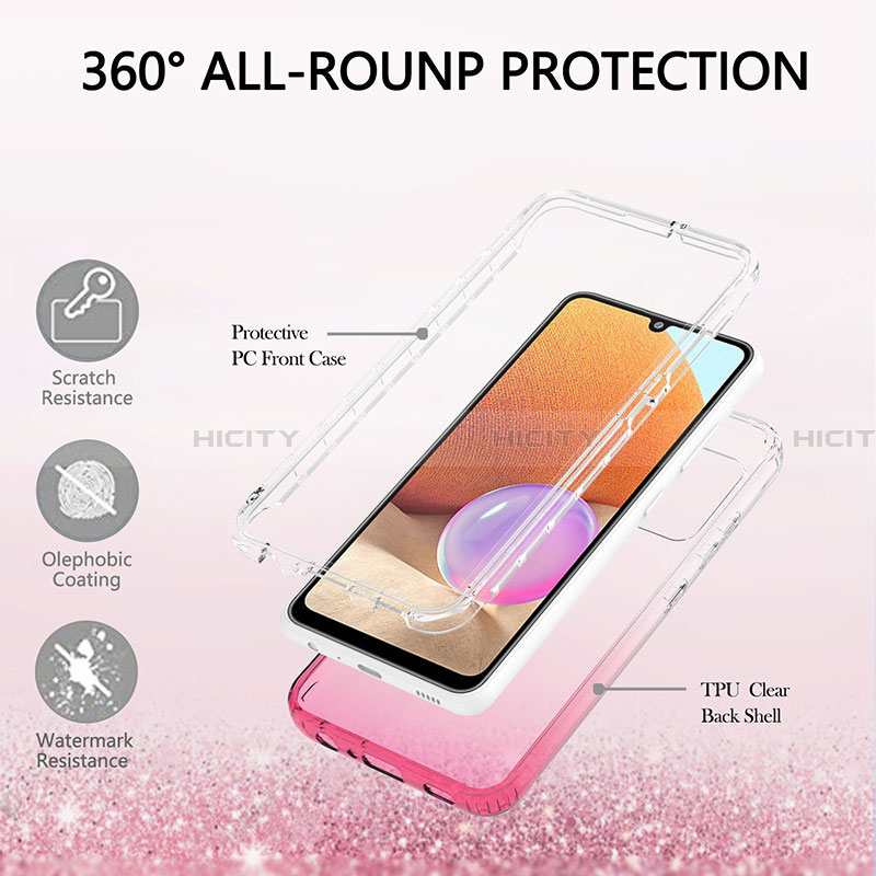 Silikon Hülle Handyhülle Ultra Dünn Flexible Schutzhülle Tasche Transparent Vorder und Rückseite 360 Grad Ganzkörper Farbverlauf ZJ2 für Samsung Galaxy A32 4G groß