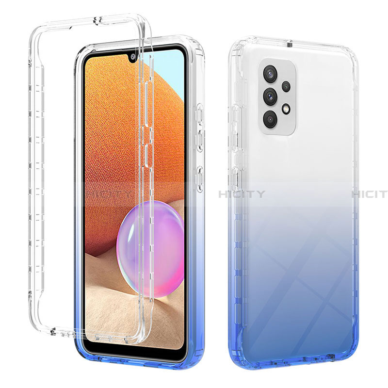 Silikon Hülle Handyhülle Ultra Dünn Flexible Schutzhülle Tasche Transparent Vorder und Rückseite 360 Grad Ganzkörper Farbverlauf ZJ2 für Samsung Galaxy A32 5G Blau Plus